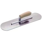 12" x 3-1/2" Swedish Stainless Steel Pool Trowel with a Camel Back Wood Handle on a Short Shank